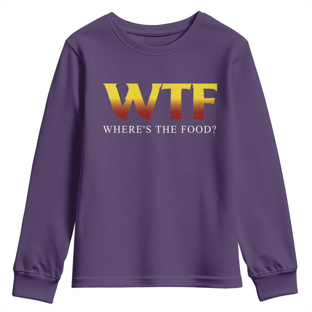 Funny BBQ Lover Youth Sweatshirt WTF Where's The Food Grilling TS09 Purple Print Your Wear