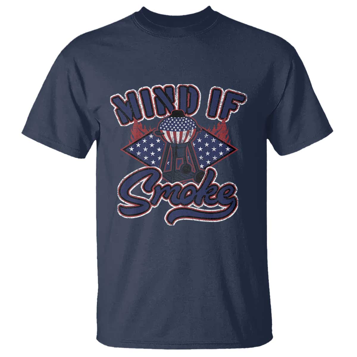 Funny BBQ Grilling T Shirt Mind If I Smoke Smoker TS09 Navy Print Your Wear