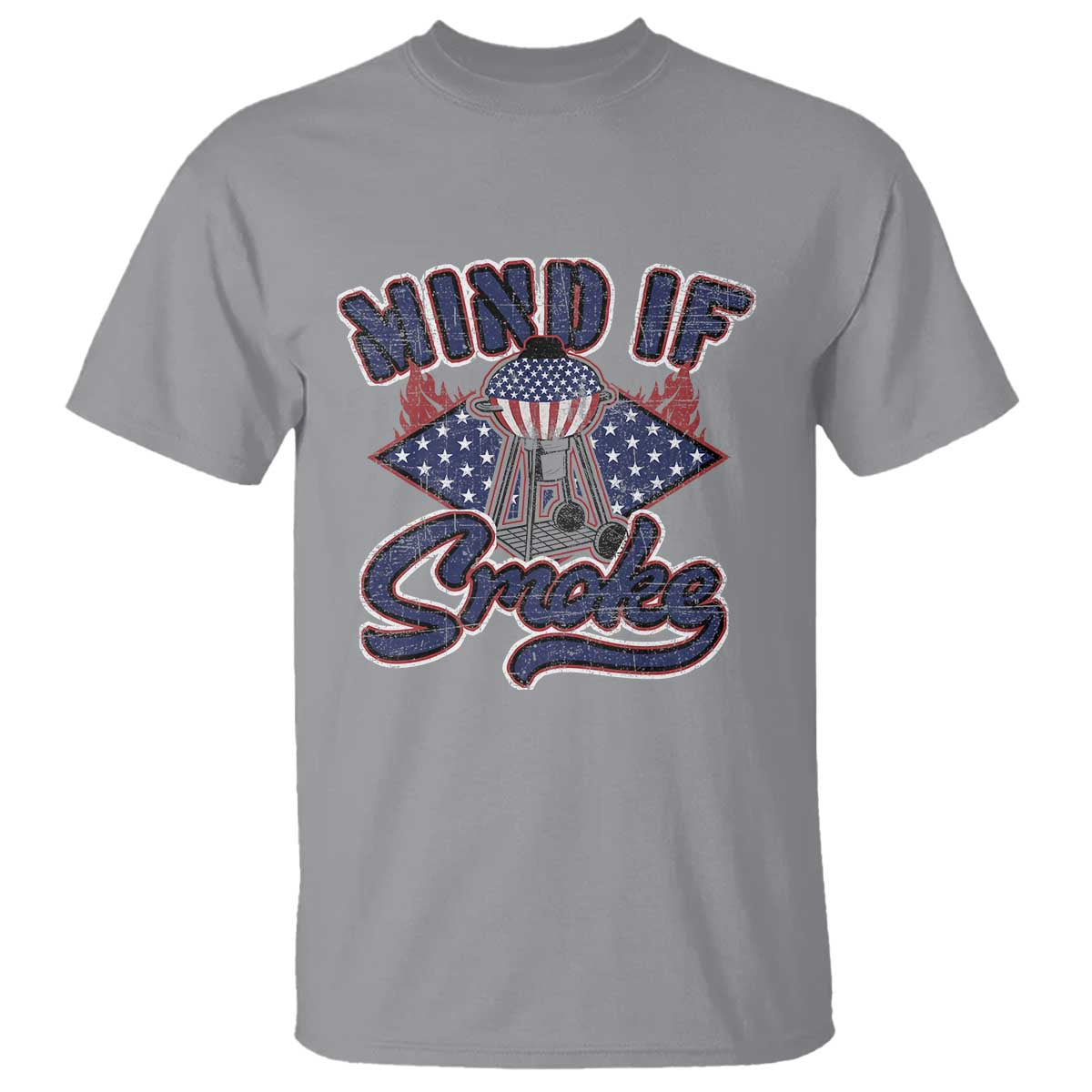 Funny BBQ Grilling T Shirt Mind If I Smoke Smoker TS09 Sport Gray Print Your Wear