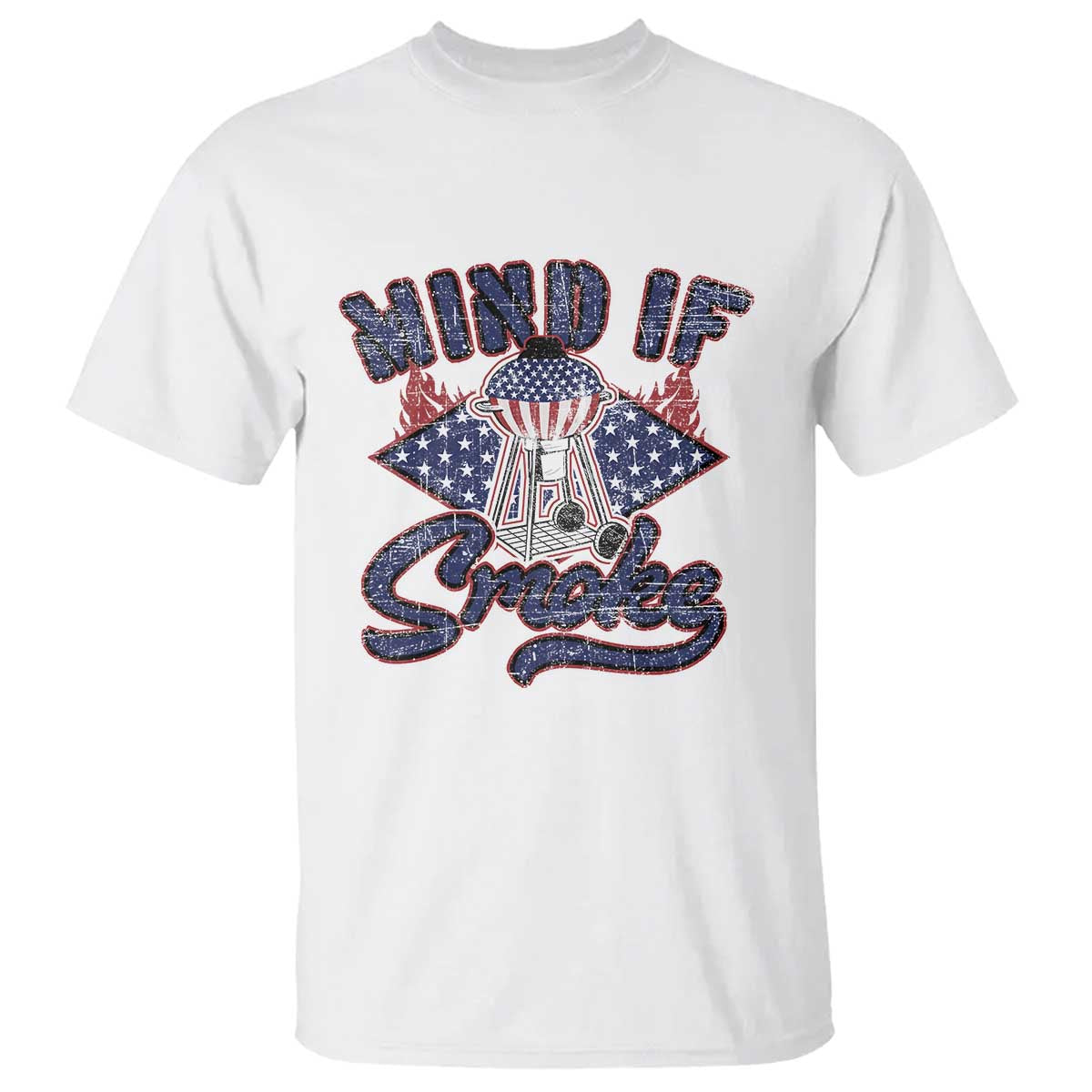 Funny BBQ Grilling T Shirt Mind If I Smoke Smoker TS09 White Print Your Wear