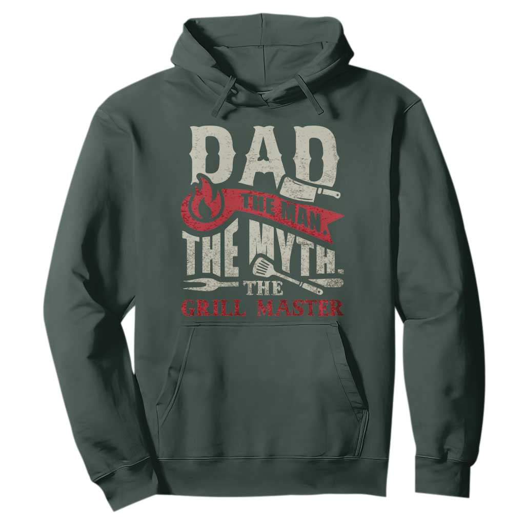 Funny BBQ Grilling Pitmaster Hoodie Dad The Man The Myth The Grill Master TS09 Dark Forest Green Print Your Wear