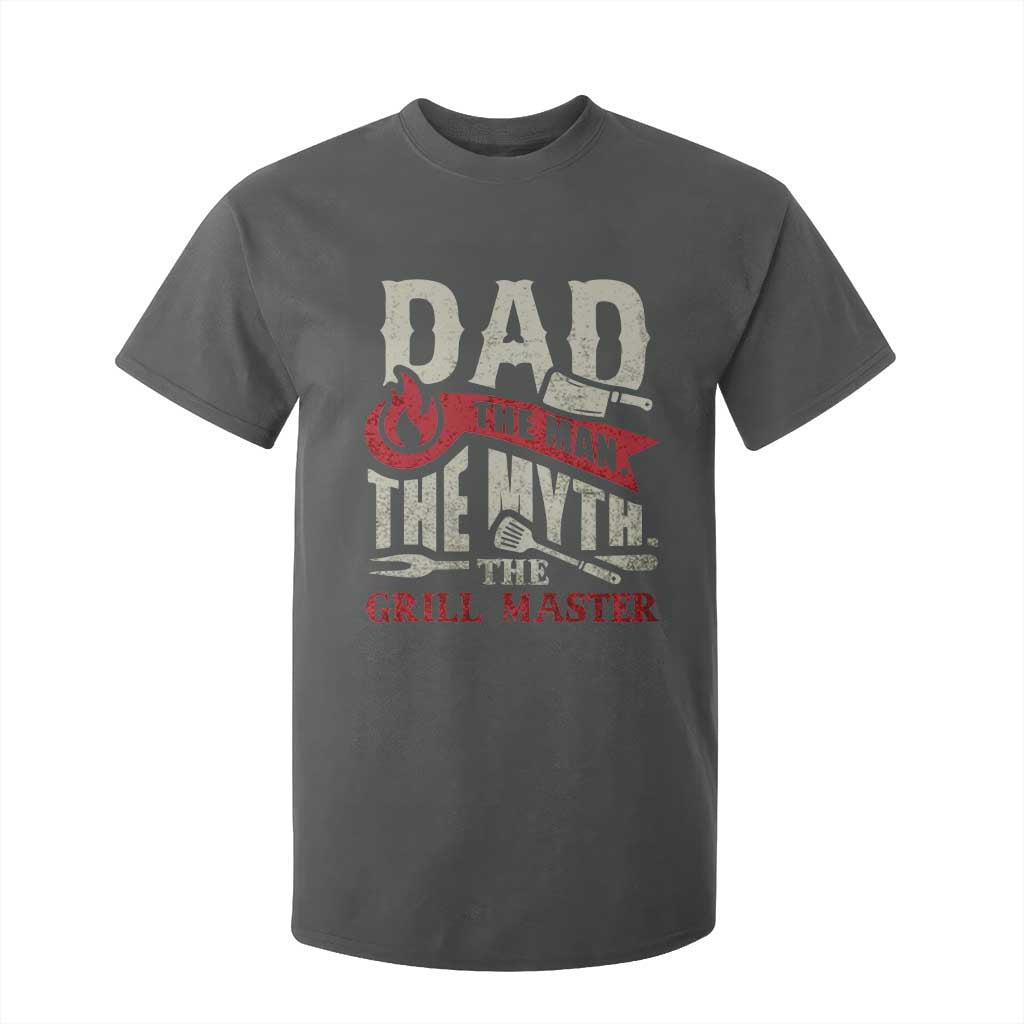 Funny BBQ Grilling Pitmaster T Shirt For Kid Dad The Man The Myth The Grill Master TS09 Dark Heather Print Your Wear