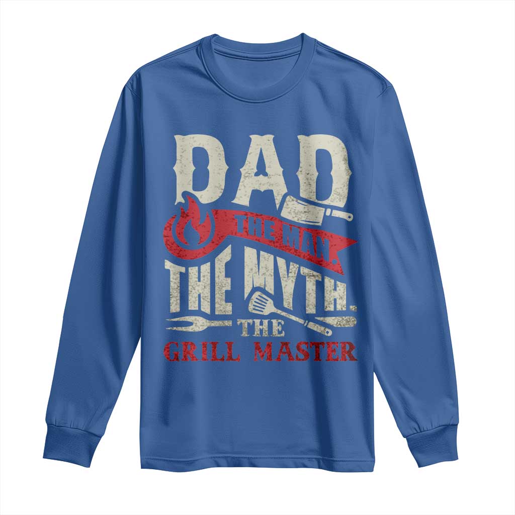 Funny BBQ Grilling Pitmaster Long Sleeve Shirt Dad The Man The Myth The Grill Master TS09 Royal Blue Print Your Wear