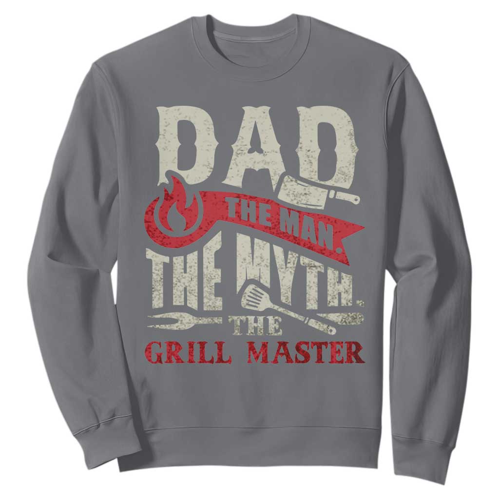 Funny BBQ Grilling Pitmaster Sweatshirt Dad The Man The Myth The Grill Master TS09 Charcoal Print Your Wear