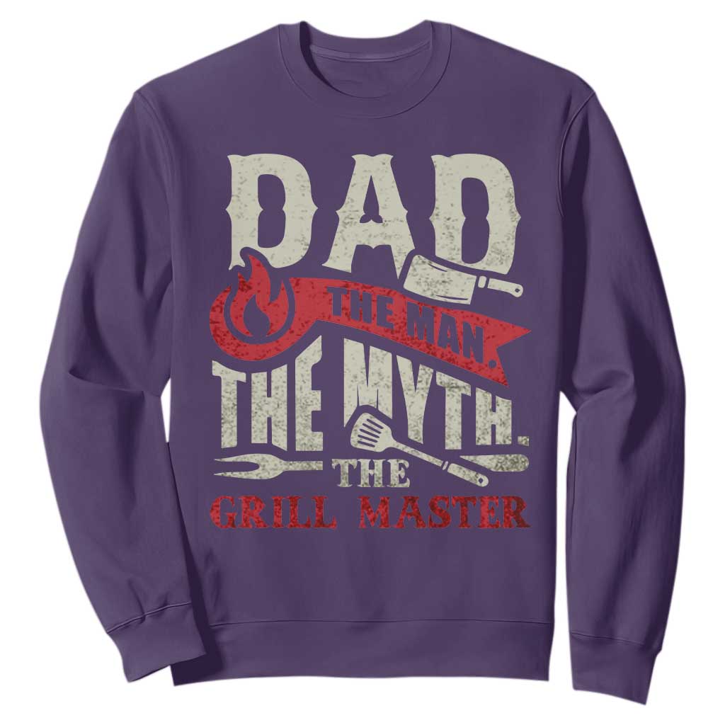 Funny BBQ Grilling Pitmaster Sweatshirt Dad The Man The Myth The Grill Master TS09 Purple Print Your Wear