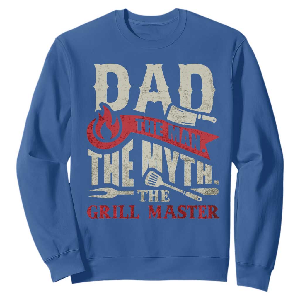 Funny BBQ Grilling Pitmaster Sweatshirt Dad The Man The Myth The Grill Master TS09 Royal Blue Print Your Wear