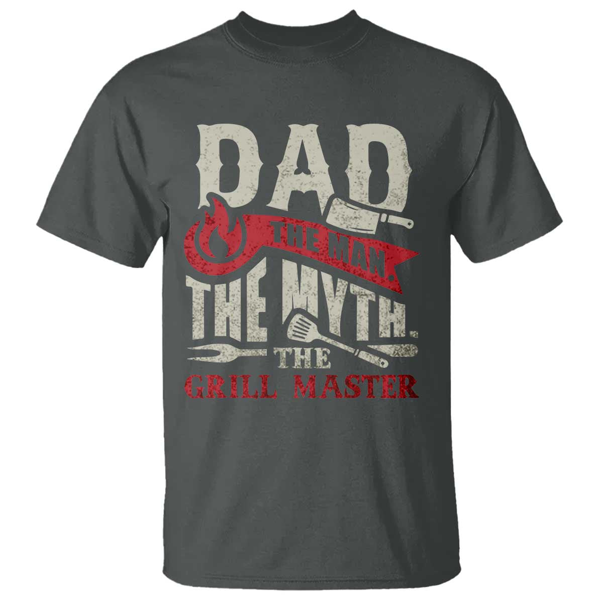 Funny BBQ Grilling Pitmaster T Shirt Dad The Man The Myth The Grill Master TS09 Dark Heather Print Your Wear