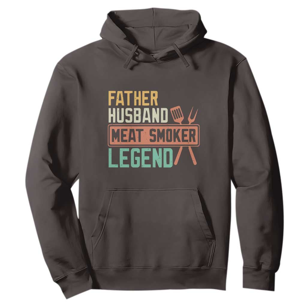 Funny BBQ Grilling Pitmaster Hoodie Father Husband Meat Smoker Legend Retro TS09 Dark Chocolate Print Your Wear