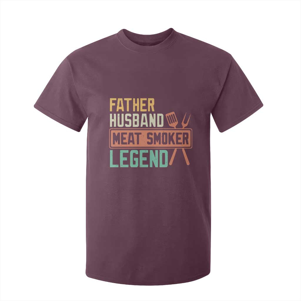 Funny BBQ Grilling Pitmaster T Shirt For Kid Father Husband Meat Smoker Legend Retro TS09 Maroon Print Your Wear