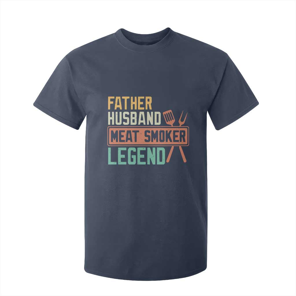 Funny BBQ Grilling Pitmaster T Shirt For Kid Father Husband Meat Smoker Legend Retro TS09 Navy Print Your Wear