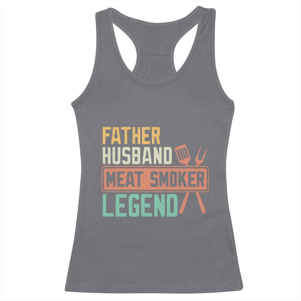 Funny BBQ Grilling Pitmaster Racerback Tank Top Father Husband Meat Smoker Legend Retro TS09 Charcoal Print Your Wear