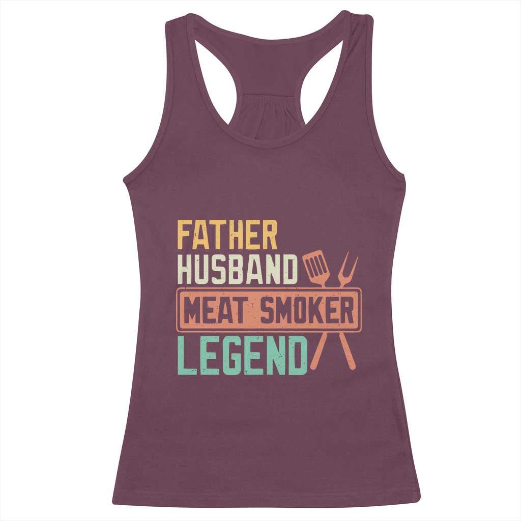 Funny BBQ Grilling Pitmaster Racerback Tank Top Father Husband Meat Smoker Legend Retro TS09 Maroon Print Your Wear