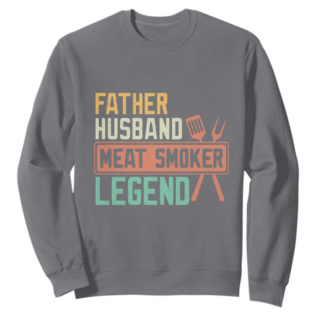 Funny BBQ Grilling Pitmaster Sweatshirt Father Husband Meat Smoker Legend Retro TS09 Charcoal Print Your Wear