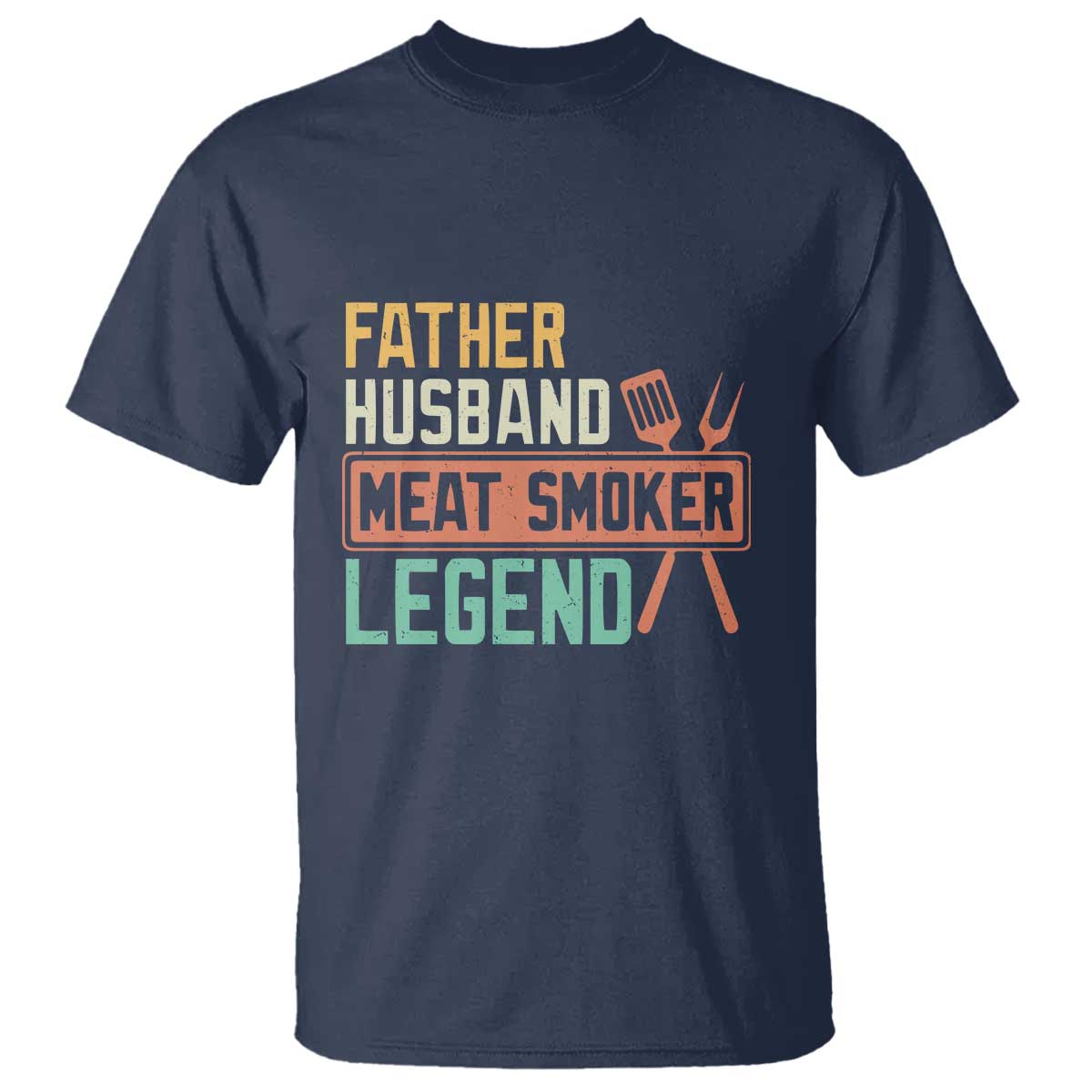 Funny BBQ Grilling Pitmaster T Shirt Father Husband Meat Smoker Legend Retro TS09 Navy Print Your Wear