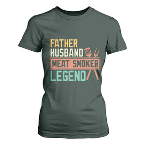 Funny BBQ Grilling Pitmaster T Shirt For Women Father Husband Meat Smoker Legend Retro TS09 Dark Forest Green Print Your Wear