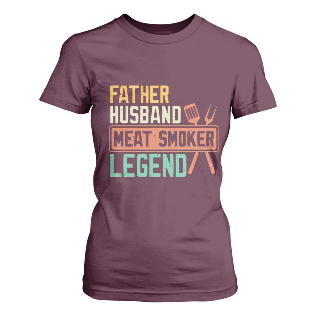 Funny BBQ Grilling Pitmaster T Shirt For Women Father Husband Meat Smoker Legend Retro TS09 Maroon Print Your Wear