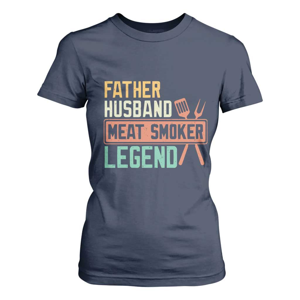 Funny BBQ Grilling Pitmaster T Shirt For Women Father Husband Meat Smoker Legend Retro TS09 Navy Print Your Wear