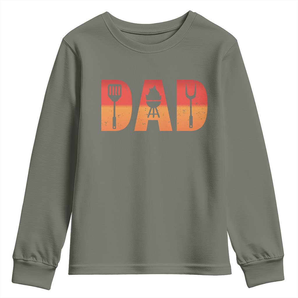 Funny BBQ Grill Dad Youth Sweatshirt TS09 Military Green Print Your Wear