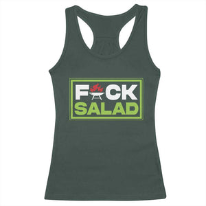 Funny BBQ Lover Racerback Tank Top Fxxk Salad Anti Vegan Jokes TS09 Dark Forest Green Print Your Wear