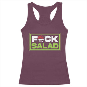 Funny BBQ Lover Racerback Tank Top Fxxk Salad Anti Vegan Jokes TS09 Maroon Print Your Wear