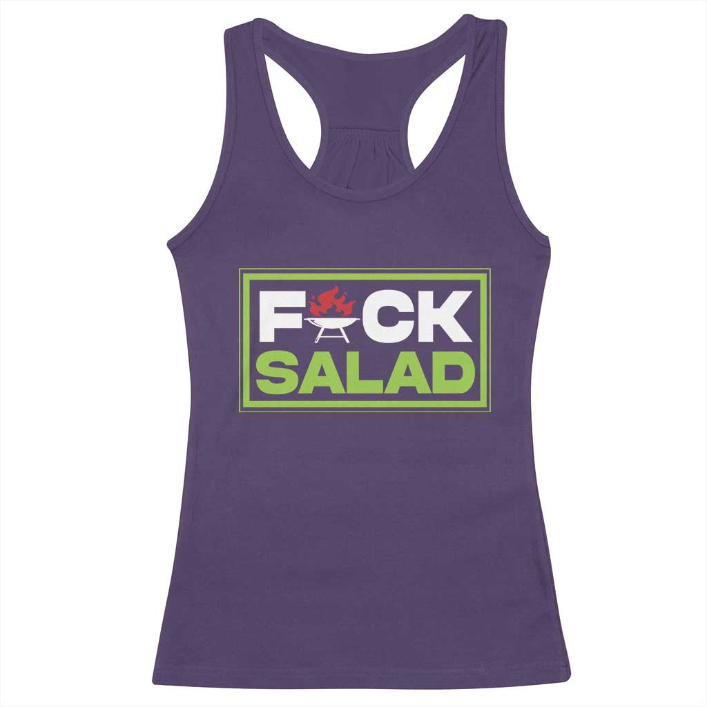 Funny BBQ Lover Racerback Tank Top Fxxk Salad Anti Vegan Jokes TS09 Purple Print Your Wear