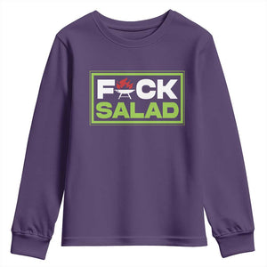 Funny BBQ Lover Youth Sweatshirt Fxxk Salad Anti Vegan Jokes TS09 Purple Print Your Wear
