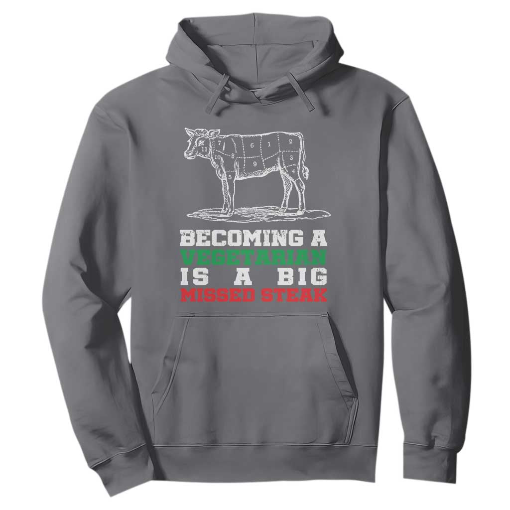 Vegetarian Jokes Hoodie Becoming A Vegetarian Is A Big Missed Steak TS09 Charcoal Print Your Wear