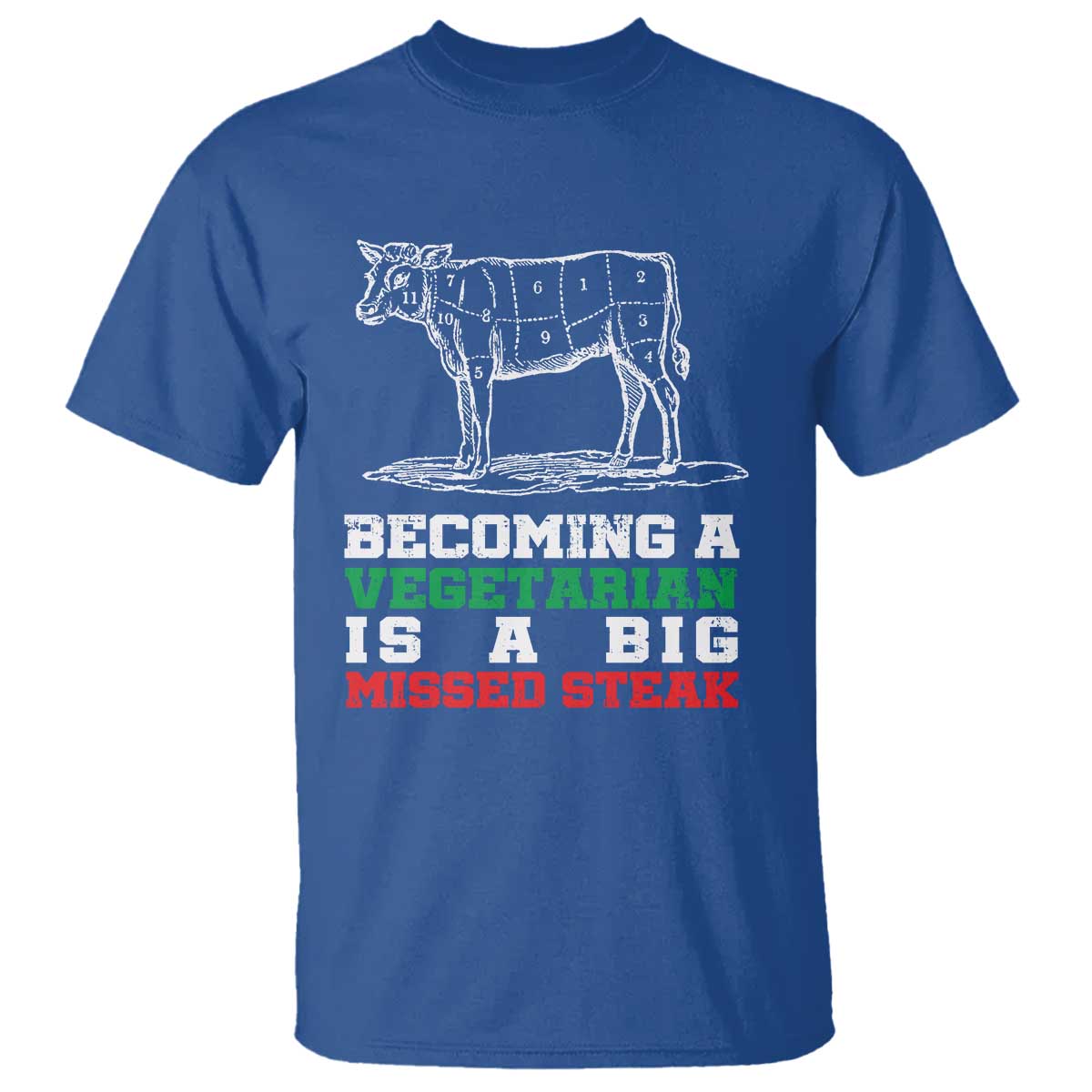 Vegetarian Jokes T Shirt Becoming A Vegetarian Is A Big Missed Steak TS09 Royal Blue Print Your Wear