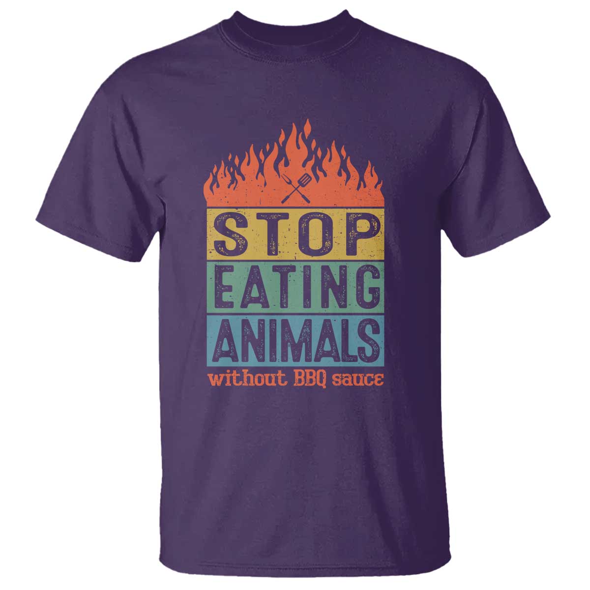 Funny BBQ Lover T Shirt Stop Eating Animals Without BBQ Sauce Anti Vegan Jokes TS09 Purple Print Your Wear