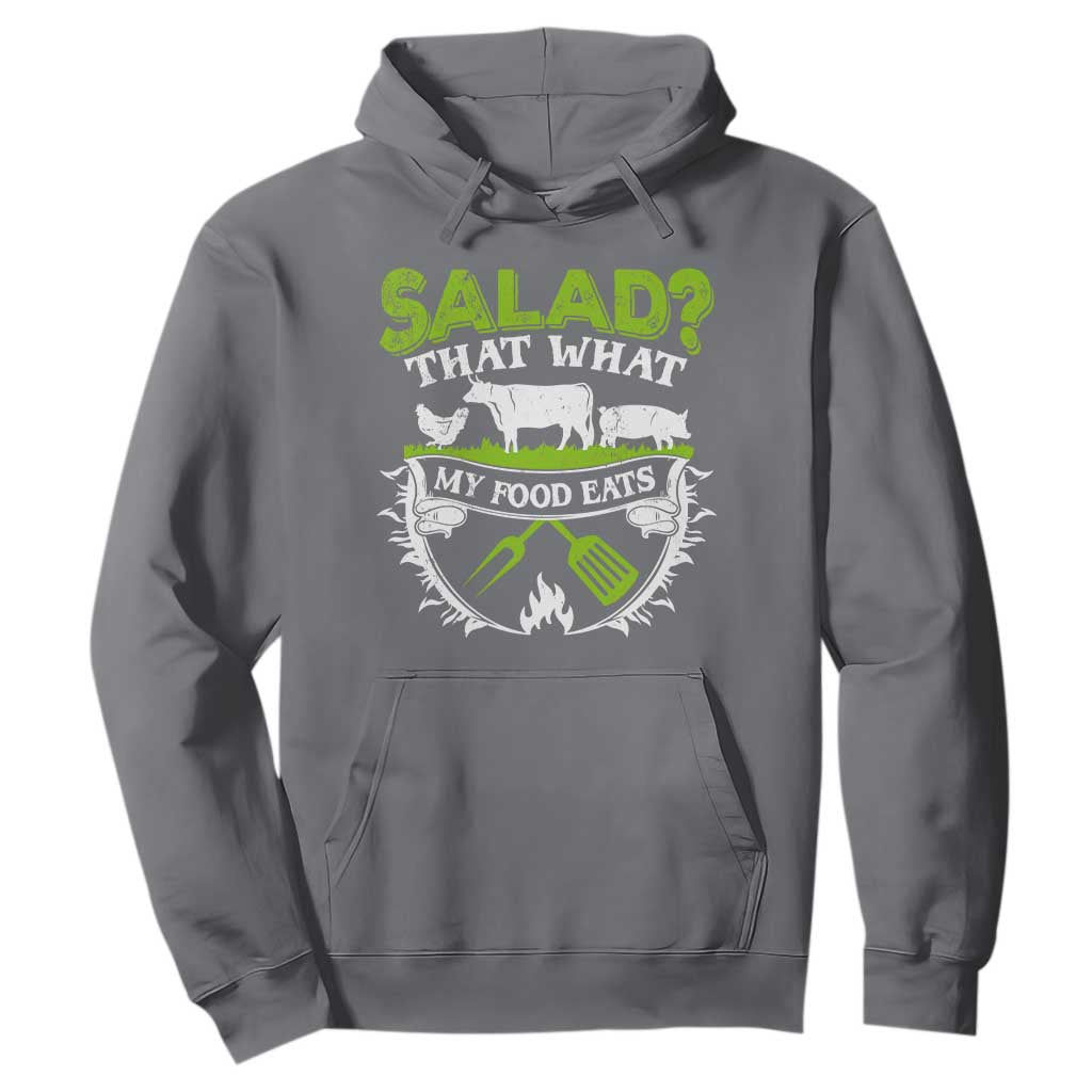 Funny BBQ Lover Hoodie Salad That's What My Food Eats Anti Vegan Jokes TS09 Charcoal Print Your Wear