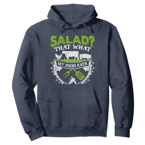 Funny BBQ Lover Hoodie Salad That's What My Food Eats Anti Vegan Jokes TS09 Navy Print Your Wear