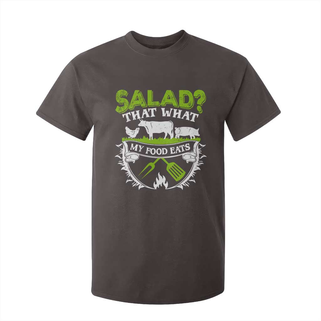 Funny BBQ Lover T Shirt For Kid Salad That's What My Food Eats Anti Vegan Jokes TS09 Dark Chocolate Print Your Wear