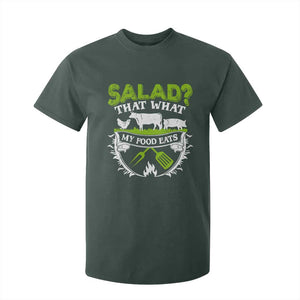 Funny BBQ Lover T Shirt For Kid Salad That's What My Food Eats Anti Vegan Jokes TS09 Dark Forest Green Print Your Wear
