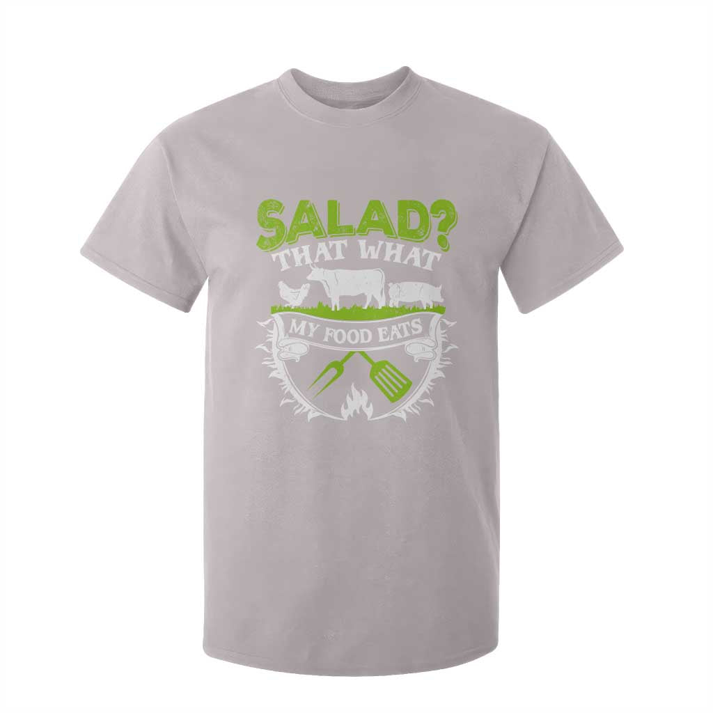 Funny BBQ Lover T Shirt For Kid Salad That's What My Food Eats Anti Vegan Jokes TS09 Ice Gray Print Your Wear