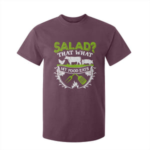 Funny BBQ Lover T Shirt For Kid Salad That's What My Food Eats Anti Vegan Jokes TS09 Maroon Print Your Wear