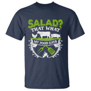Funny BBQ Lover T Shirt Salad That's What My Food Eats Anti Vegan Jokes TS09 Navy Print Your Wear