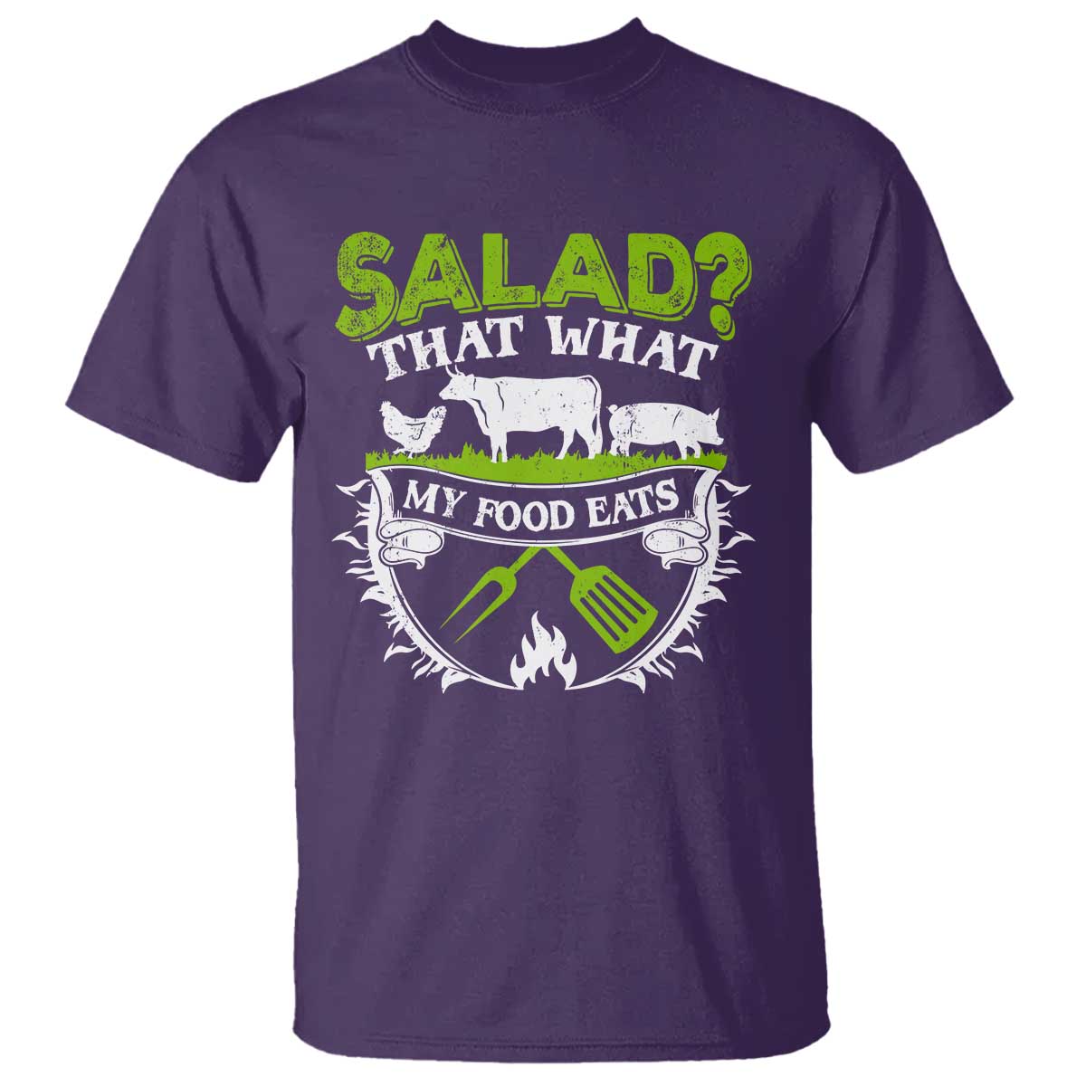 Funny BBQ Lover T Shirt Salad That's What My Food Eats Anti Vegan Jokes TS09 Purple Print Your Wear