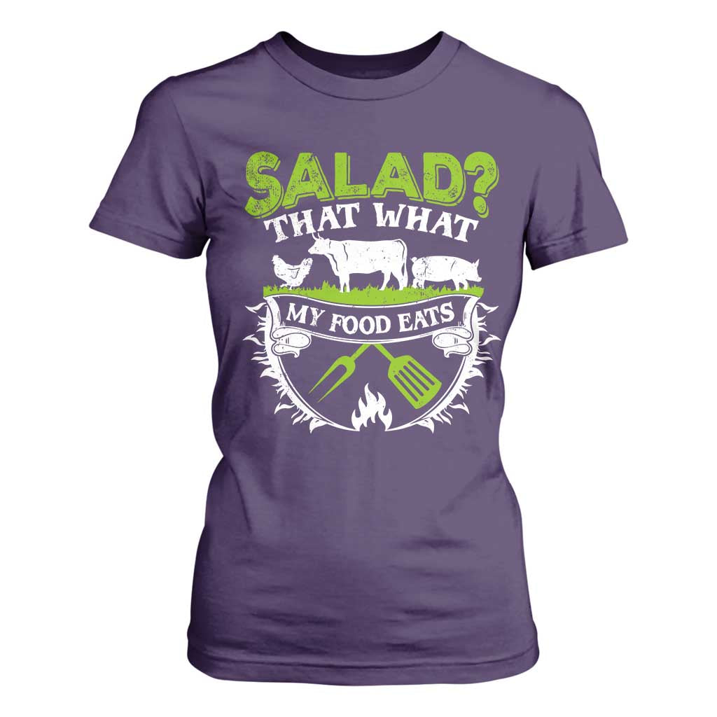 Funny BBQ Lover T Shirt For Women Salad That's What My Food Eats Anti Vegan Jokes TS09 Purple Print Your Wear