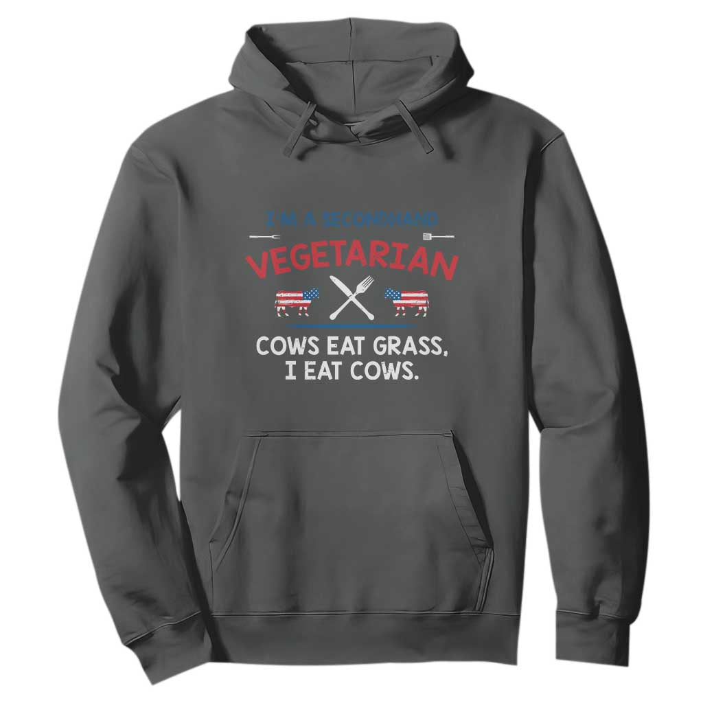 Funny BBQ Lover Hoodie Cow Eat Grass I Eat Cow Anti Vegan Jokes TS09 Dark Heather Print Your Wear