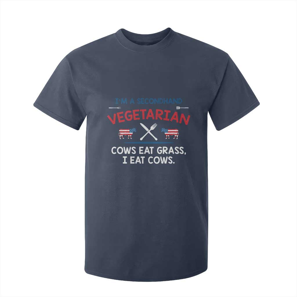 Funny BBQ Lover T Shirt For Kid Cow Eat Grass I Eat Cow Anti Vegan Jokes TS09 Navy Print Your Wear