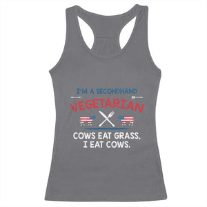 Funny BBQ Lover Racerback Tank Top Cow Eat Grass I Eat Cow Anti Vegan Jokes TS09 Charcoal Print Your Wear