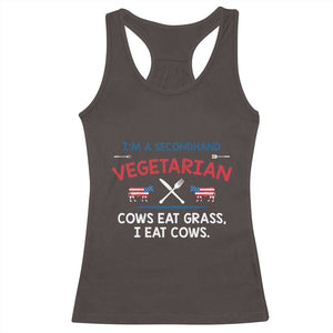 Funny BBQ Lover Racerback Tank Top Cow Eat Grass I Eat Cow Anti Vegan Jokes TS09 Dark Chocolate Print Your Wear