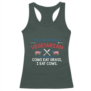 Funny BBQ Lover Racerback Tank Top Cow Eat Grass I Eat Cow Anti Vegan Jokes TS09 Dark Forest Green Print Your Wear