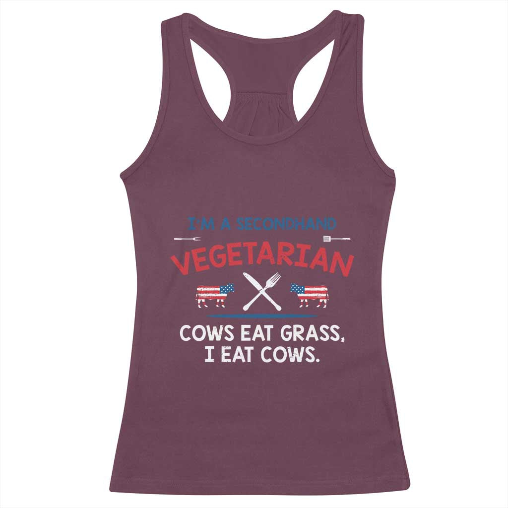 Funny BBQ Lover Racerback Tank Top Cow Eat Grass I Eat Cow Anti Vegan Jokes TS09 Maroon Print Your Wear
