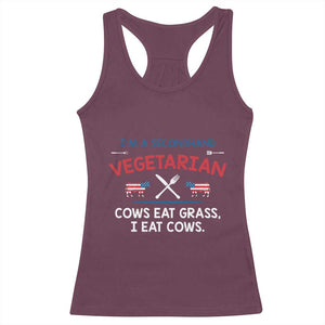 Funny BBQ Lover Racerback Tank Top Cow Eat Grass I Eat Cow Anti Vegan Jokes TS09 Maroon Print Your Wear