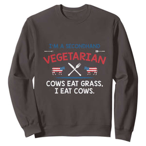 Funny BBQ Lover Sweatshirt Cow Eat Grass I Eat Cow Anti Vegan Jokes TS09 Dark Chocolate Print Your Wear