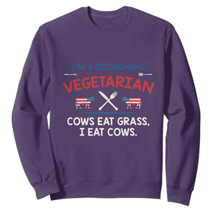 Funny BBQ Lover Sweatshirt Cow Eat Grass I Eat Cow Anti Vegan Jokes TS09 Purple Print Your Wear