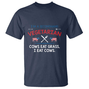 Funny BBQ Lover T Shirt Cow Eat Grass I Eat Cow Anti Vegan Jokes TS09 Navy Print Your Wear