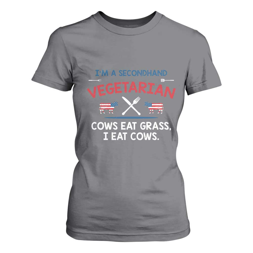 Funny BBQ Lover T Shirt For Women Cow Eat Grass I Eat Cow Anti Vegan Jokes TS09 Charcoal Print Your Wear