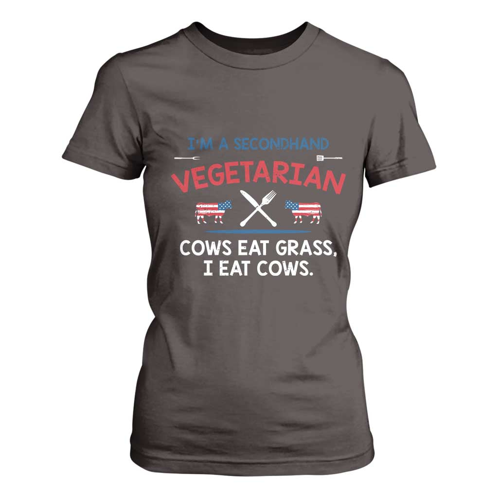 Funny BBQ Lover T Shirt For Women Cow Eat Grass I Eat Cow Anti Vegan Jokes TS09 Dark Chocolate Print Your Wear